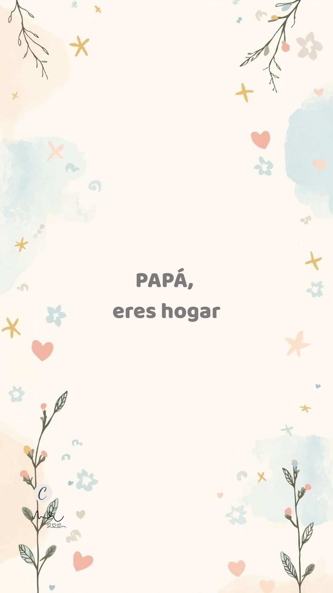 Imagen con frase de amor para papá en diseño suave y familiar