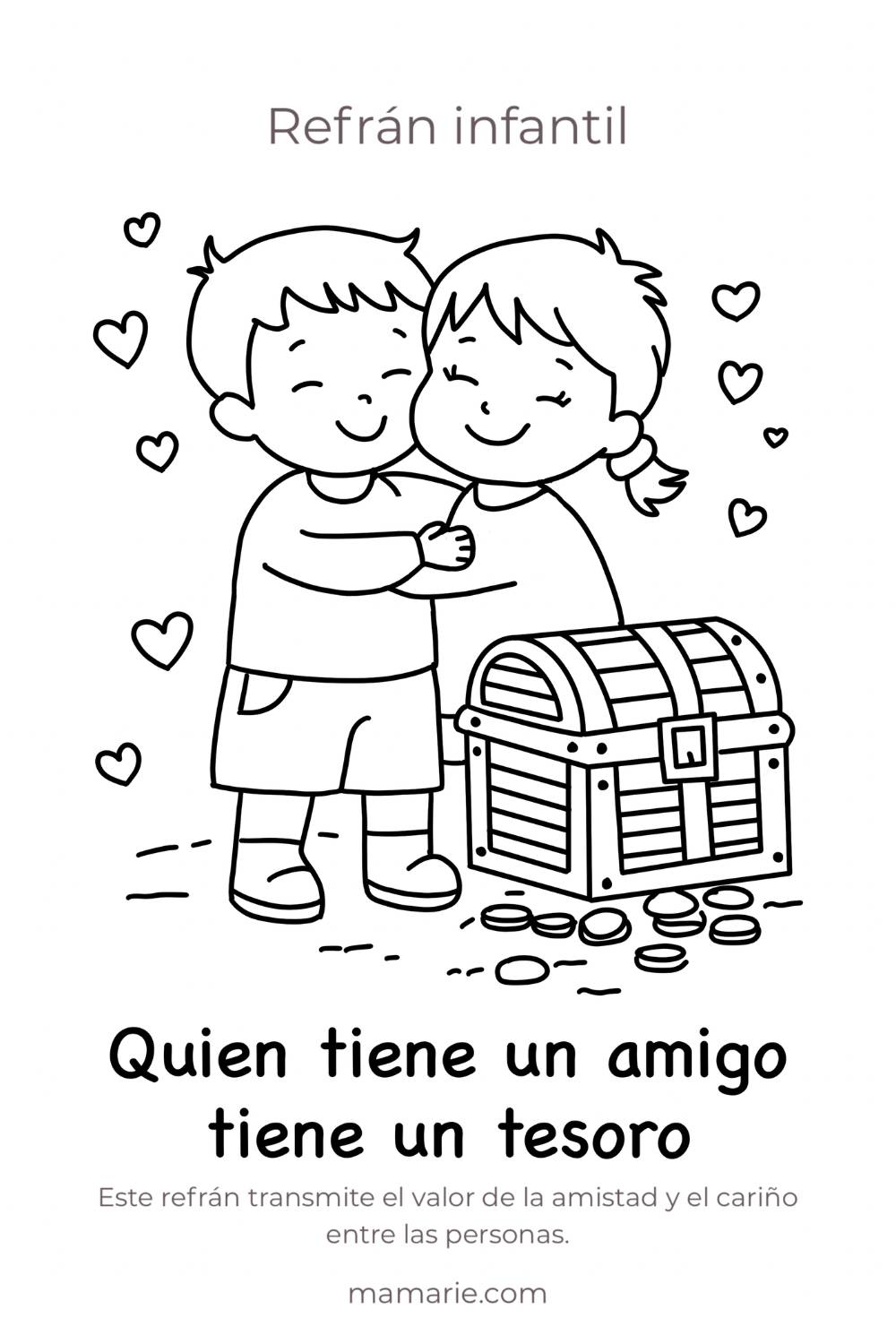 refran quien tiene un amigo tiene un tesoro para colorear