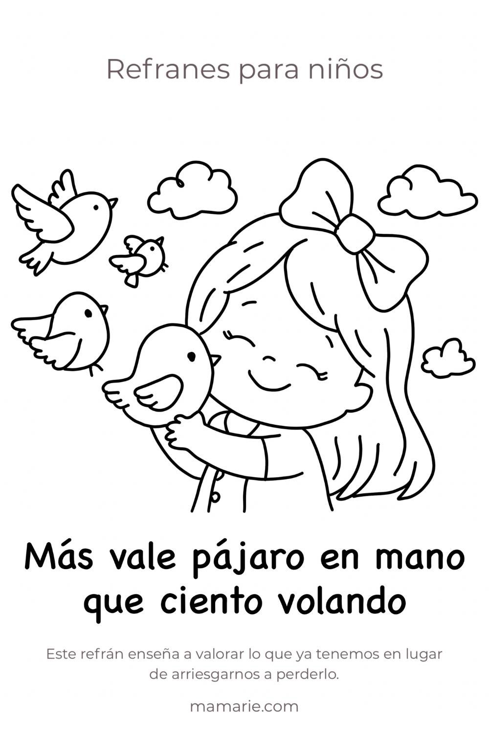 refrán mas vale pájaro en mano dibujo para niños para colorear