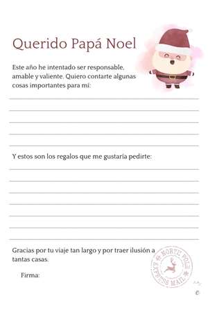 carta Papá Noel para niños