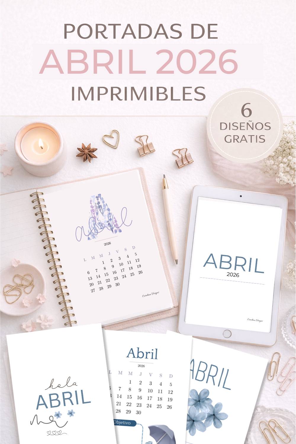 Descargar portadas de abril 2026 imprimibles en PDF para agenda y planner