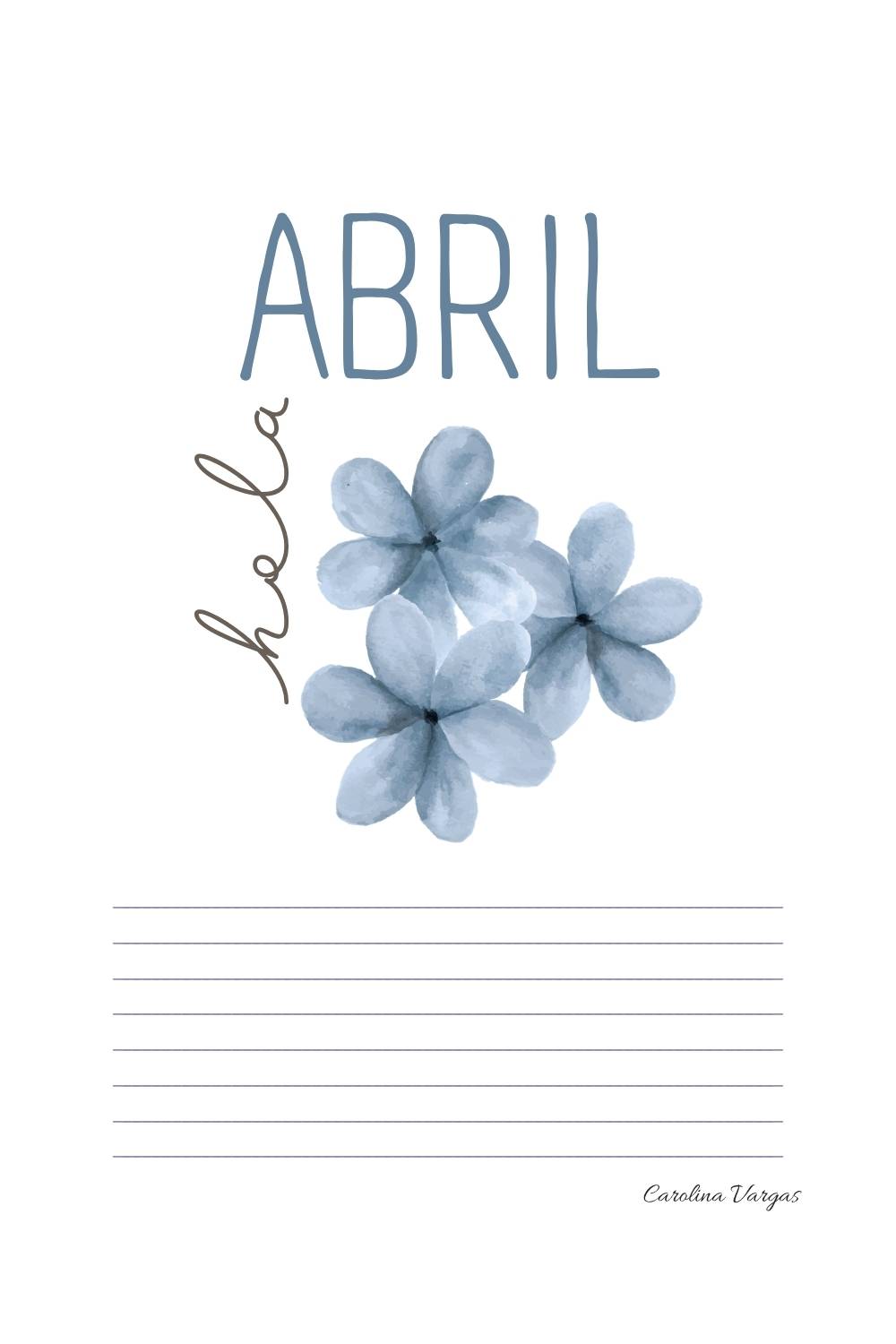 Portada de abril minimalista con líneas y detalles suaves para planner