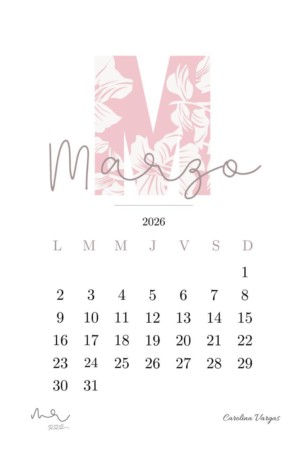 Portada marzo 2026 con inicial decorada en estilo floral y diseño elegante