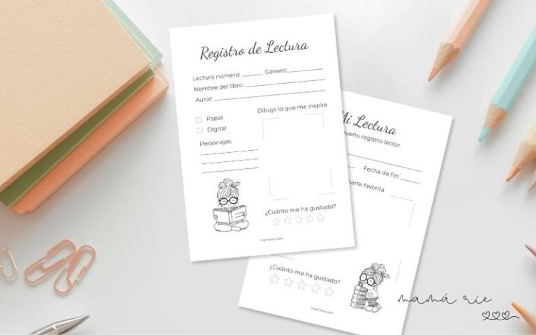 registro de lectura para niños imprimible en formato A4 para colorear