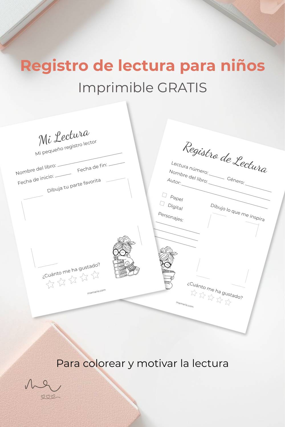 registro de lectura para niños imprimible gratis en PDF para motivar la lectura infantil