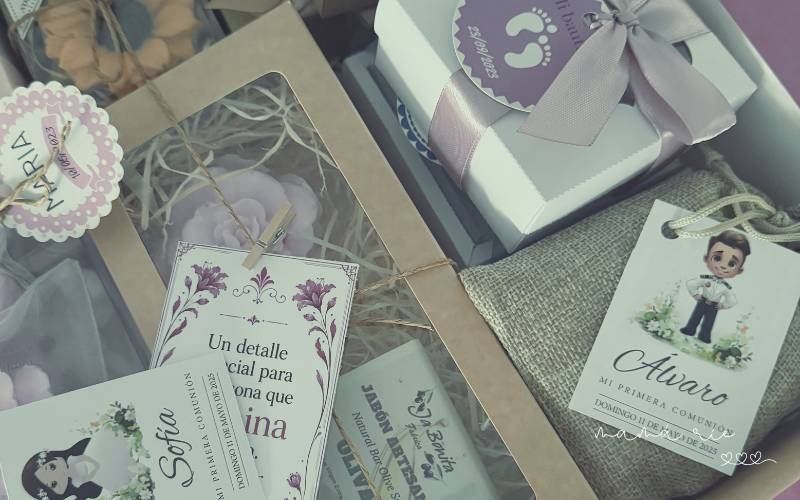Jabón artesanal personalizado para regalar a los invitados de una comunión