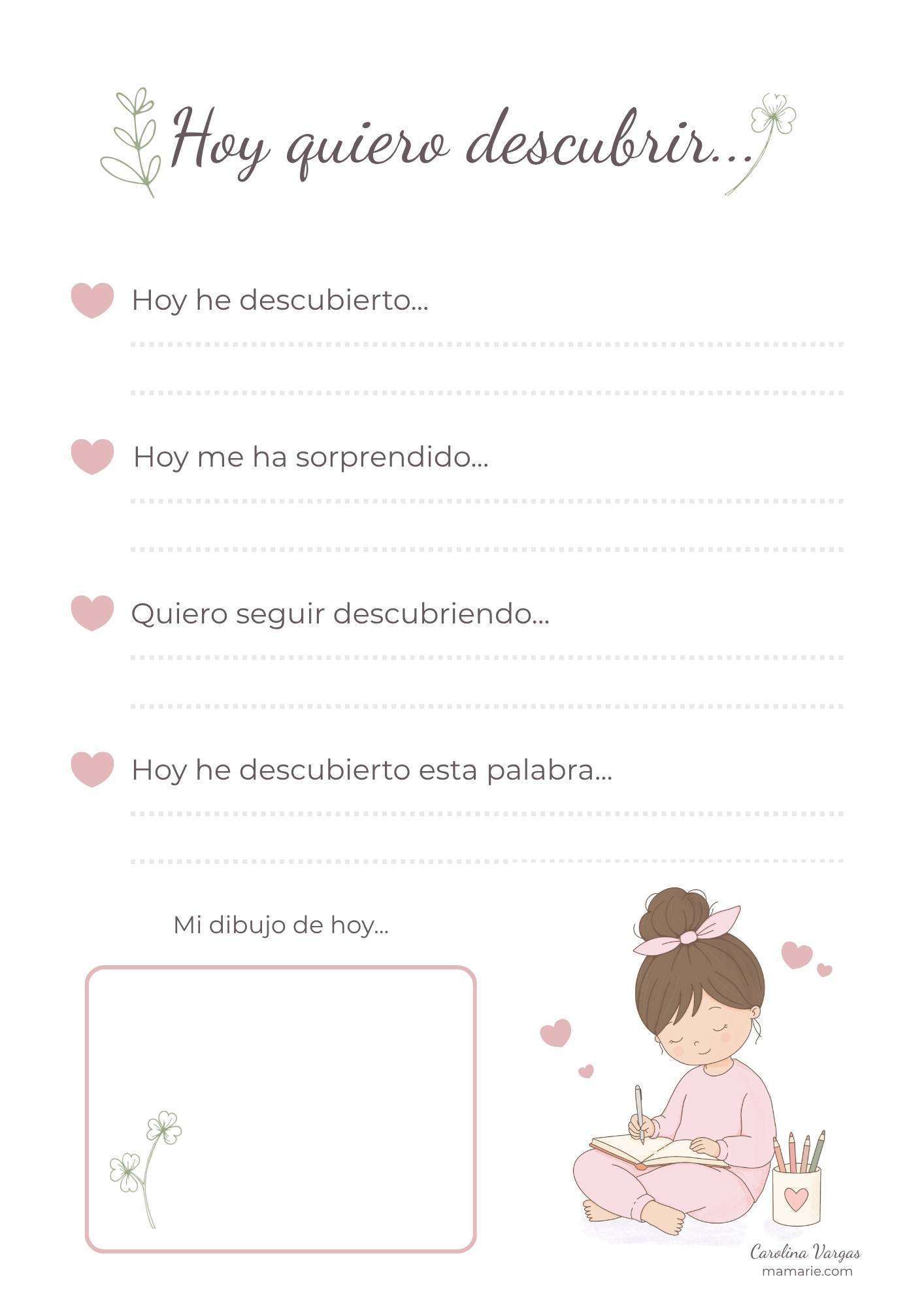 Hoja bonita imprimible Hoy quiero descubrir para guardar nuevos descubrimientos