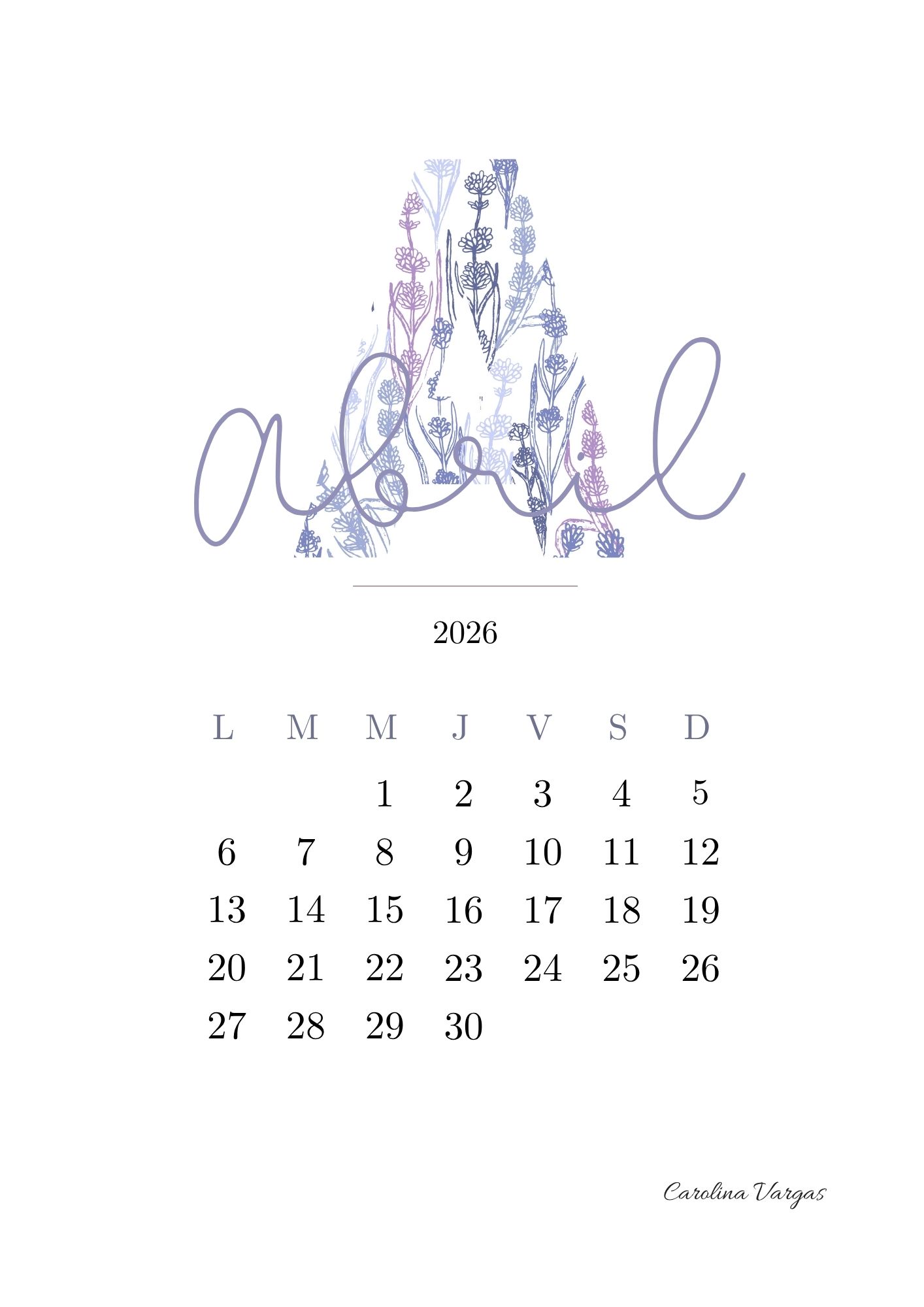 Portada de abril con flores azules