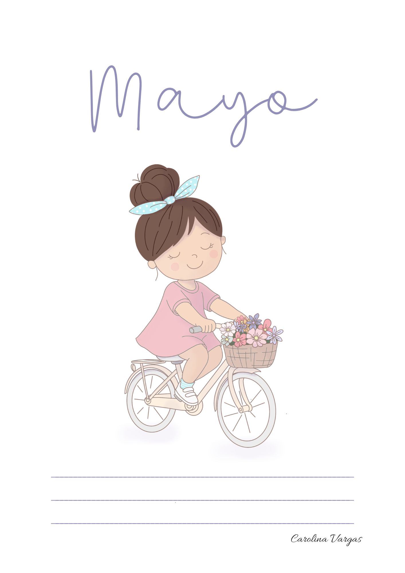 Portada de mayo con muñequita en bicicleta