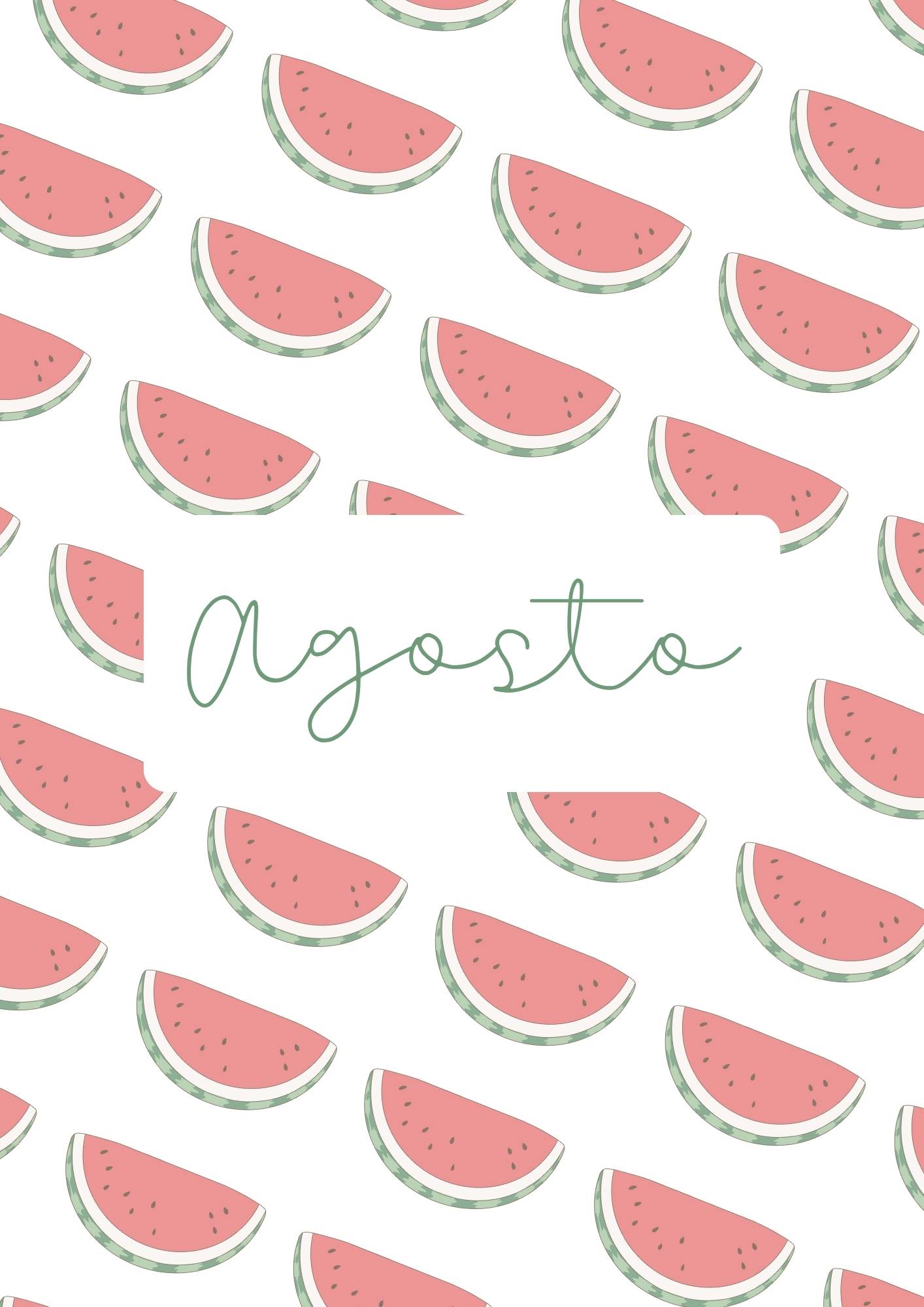 Portada de agosto con un fondo decorativo de sandías.